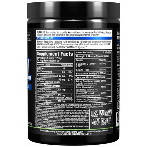 ALLMAX Nutrition C:VOL - Post-Workout Formula - with Creatine Taurine & Beta Alanine - Sugar Free - 375 g - 30 Ser - Coconut Lime Mojito - Image 2