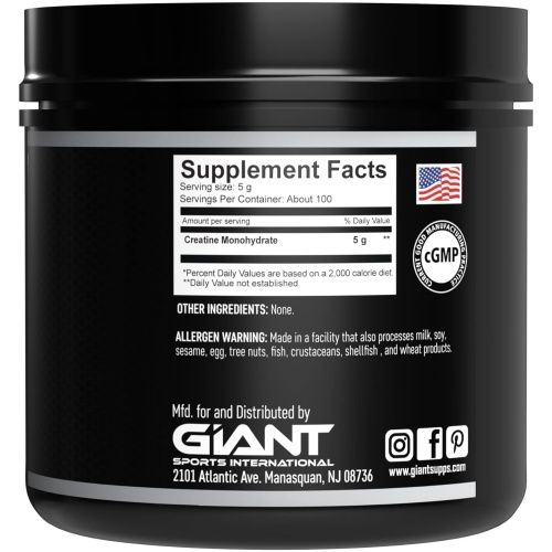 Giant Sports International 100% Pure Creatine 500 g 100 Ser - Image 2