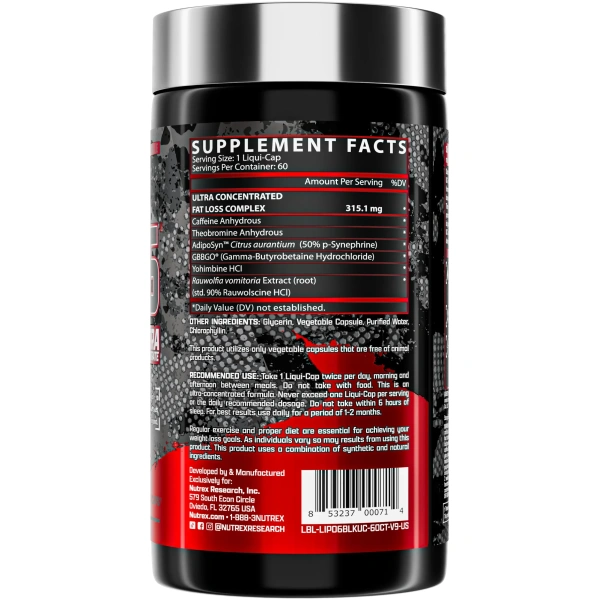 Nutrex LIPO‑6 BLACK ULTRA CONCENTRATE 60 Count 60 Ser - Image 2