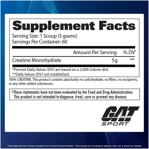 GAT SPORT Creatine Monohydrate Powder - Unflavored 300g - 60 Ser - Image 2