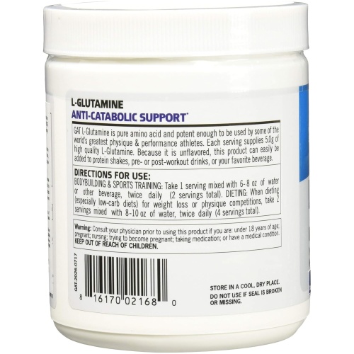 GAT Sport L-Glutamine - 300g - 60 Ser - Sin Sabor - Image 2