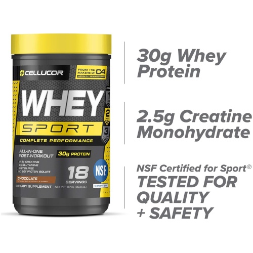 Cellucor Whey Sport 18 ser con 30g de Proteina, 2.5g de Creatina y 2g de Glutamina Sabor Chocolate - Image 3