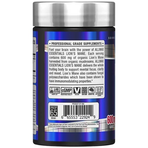 ALLMAX Nutrition Lion’S Mane - Advanced Nootropic -  60 Count - 30 Ser - Image 3