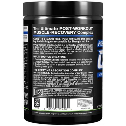 ALLMAX Nutrition C:VOL - Post-Workout Formula - with Creatine Taurine & Beta Alanine - Sugar Free - 375 g - 30 Ser - Coconut Lime Mojito - Image 3