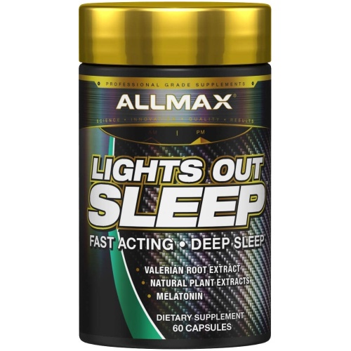 ALLMAX Nutrition LIGHT’S OUT SLEEP - Promotes Rest & Relaxation - With Vitamin B6, L-Theanine, Chamomile & Melatonin - 60 Count 30 Ser