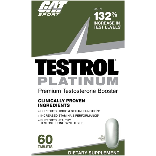 GAT Sport - TESTROL PLATINUM - Stamina + Libido + Testosterone Boost, Boron, Vitamin D, Zinc, 60 Count - 30 Ser