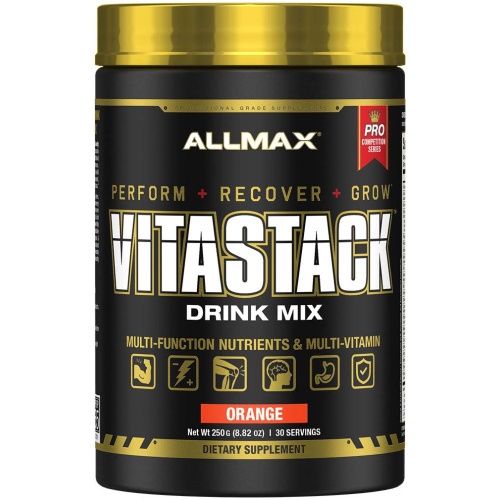 ALLMAX Nutrition Vitastack Multivitamin - Convenient Multivitamin + Minerals & Nutrients - 250g - 30 Ser - Sabor Naranja