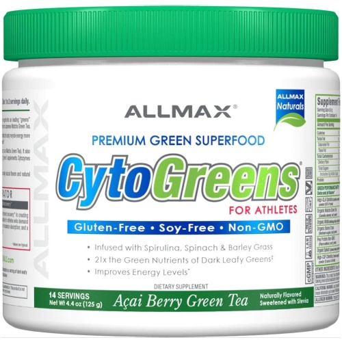 ALLMAX Nutrition CYTOGREENS - With Spirulina, Chlorella, Spinach, Barley Grass & Green Tea - 125g - 14 Ser - Acai Berry