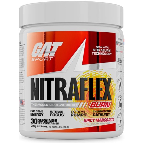 GAT SPORT NITRAFLEX Burn - Pre Workout Thermogenic Powder - 208g - 30 Ser