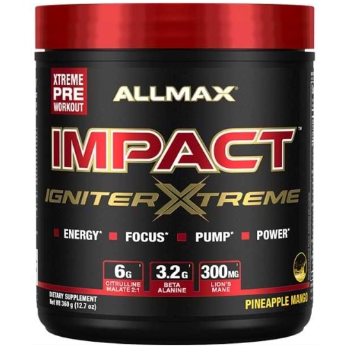 ALLMAX Nutrition Impact IGNITER Xtreme - 360 g - Pre-Workout Formula - Improves Energy, Focus, Pumps & Power - with Citrulline Malate & Beta Alanine - 40 Ser