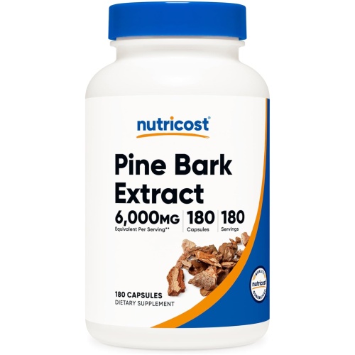 Nutricost Extracto de corteza de pino 6000 mg, estandarizado para contener 95% de proantocianidinas, sin OMG, sin gluten 180  Count  180 Ser