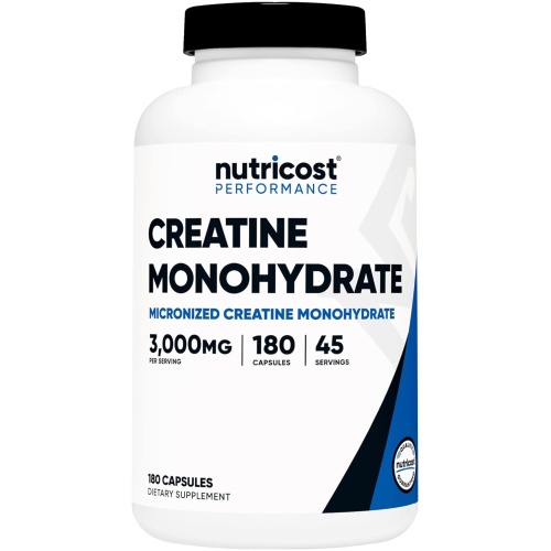 Nutricost Creatine Monohydrate Capsules 180 Count 45 Ser