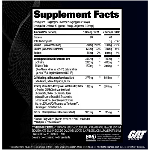 GAT Sport Nitraflex Black 458g 30 Ser - Image 2