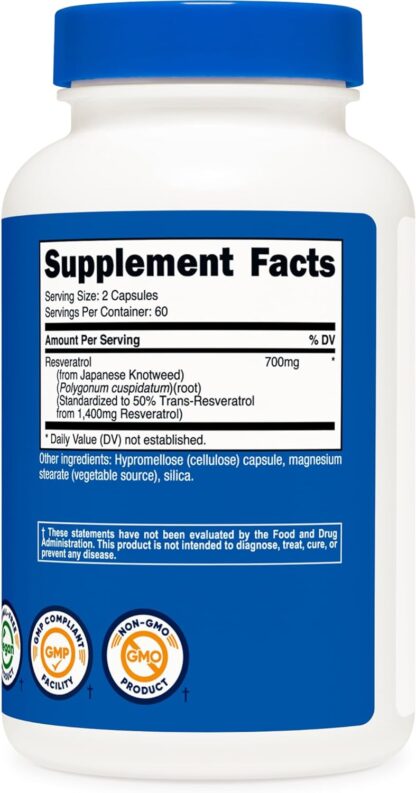Nutricost Resveratrol 700mg 120 Count 60 Ser - Image 2