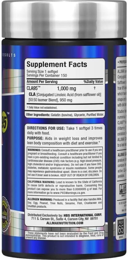 ALLMAX Nutrition Essentials CLA95 150 Count 150 Ser - Image 2