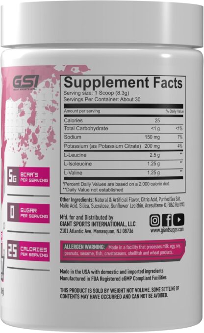 Giant Sports Performance Edge Series BCAA 249g 30 Ser Watermelon - Image 2