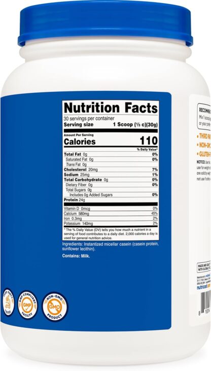 Nutricost Casein Protein Unflavored 2lb 30 Ser - Image 2