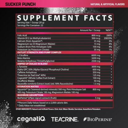 Nutrex Research OUTLIFT AMPED 434g 22 Ser SUCKER PUNCH - Image 2