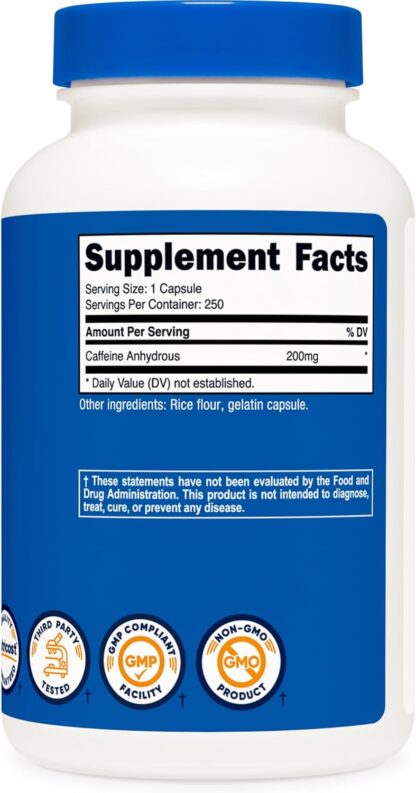 Nutricost Caffeine 200mg 250 Count 250 Ser - Image 2