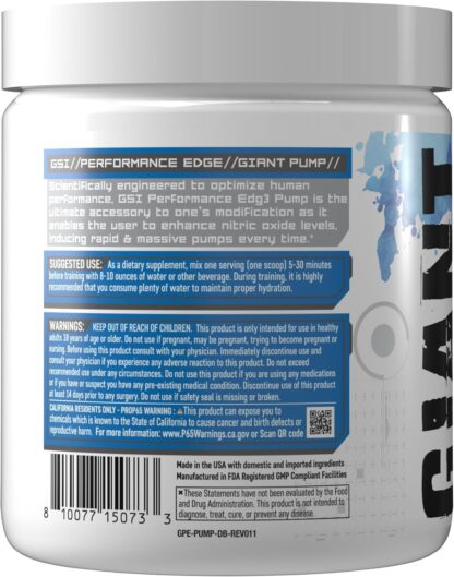 Giant Sports Edge Series | Giant Pump | 3D Pump Breakthrough | L-Citrulina | Pre entreno | Sin Stimulante | 254g 30 Ser. Bombshell - Image 3