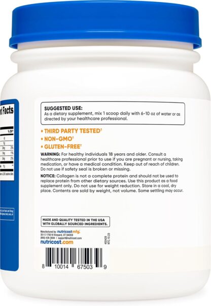 Nutricost Collagen Hydrolysate Unflavored 1lb 41 Ser - Image 3