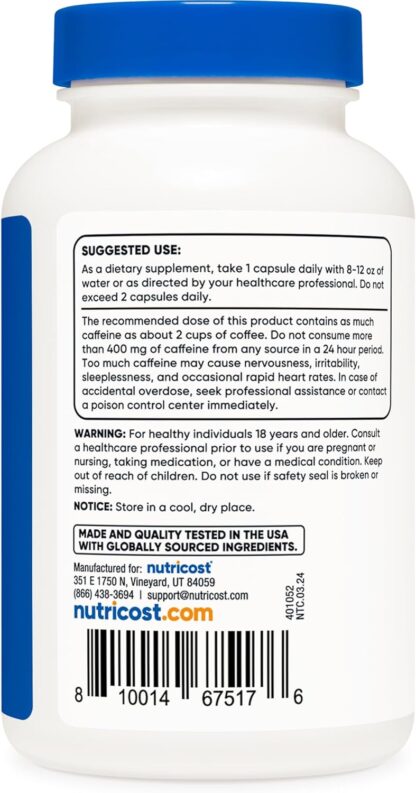 Nutricost Caffeine 200mg 250 Count 250 Ser - Image 3