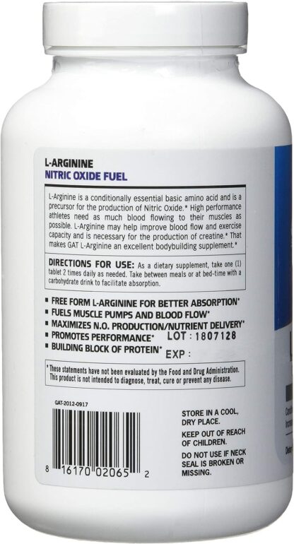 GAT SPORT L-Arginine Tablets - 180 Count 180 Ser - Image 3