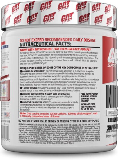GAT SPORT Nitraflex Advanced Pre-Workout Powder - Creatine-Free - Blackberry Lemonade 294g 30 Ser - Image 3