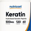 Nutricost Keratin Hydrolyzed Collagen 500mg 120 Count 60 Ser