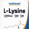 Nutricost L-Lysine 1000mg 120 Count 120 Ser
