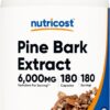 Nutricost Extracto de corteza de pino 6000 mg, estandarizado para contener 95% de proantocianidinas, sin OMG, sin gluten 180 Count 180 Ser