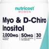 Nutricost Myo Inositol and 2000mg D-Chiro Inositol 50mg 120 Count 30 Ser