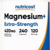 Nutricost Magnesium+ Glycinate 420mg 240 Count 120 Ser