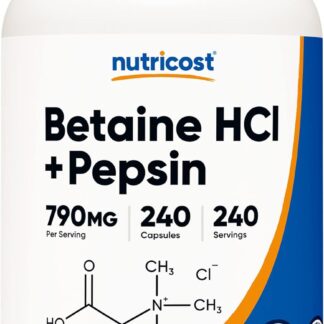 Nutricost Betaine HCl + Pepsin Capsules 790mg 240 Count 240 Ser