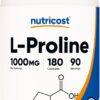 Nutricost L-Proline 1000mg 180 Count 90 Ser