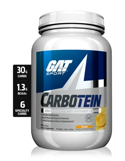 GAT SPORT Carbotein High-Performance Glycogen Loader - 4LB 50 Ser - Orange