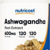 Nutricost Ashwagandha Root Extract 600mg 120 Count 120 Ser.