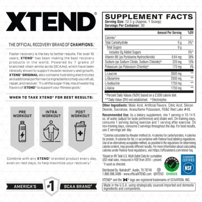 XTEND BCAA'S 405g 30 Ser Blue Raspberry Ice - Image 2