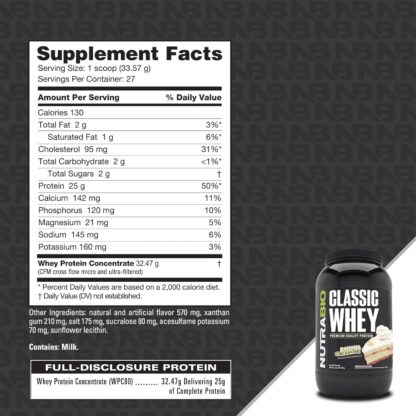 Nutrabio Classic Whey 2lb 27 Ser Banana Cream Pie - Image 2