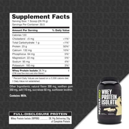 Nutrabio Whey Protein Isolate 2lb 30 Ser Alpine Vanilla - Image 2