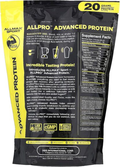 ALLMAX Sport ALLPRO Whey 1.5lb 19 Ser Vanilla - Image 2