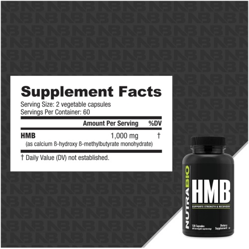 Nutrabio HMB 500mg 120 Count 1000mg 60 Ser - Image 2