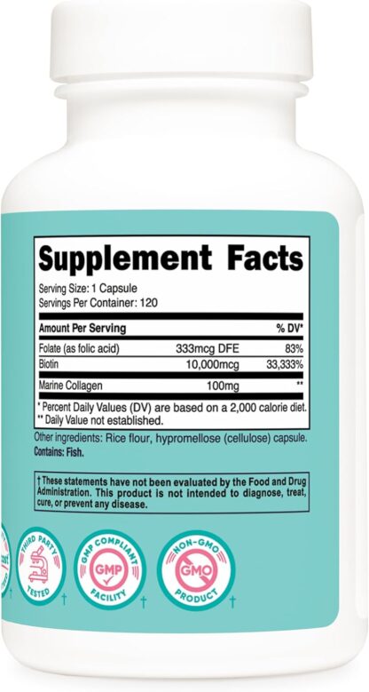 Nutricost Biotin for women Capsules 10000MCG 120 Count 120 Ser - Image 2