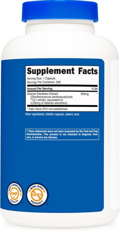 Nutricost Siberian Eleuthero Capsules 500MG 240 Count 240 Ser - Image 2