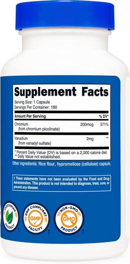 Nutricost Vanadium Plus Chromium Capsules 2 MG 180 Count 180 Ser - Image 2
