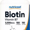 Nutricost Biotin Softgels 5000MCG 150 Count 150 Ser