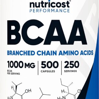 Nutricost BCAA Capsules 1000 MG 500 Count 250 Ser