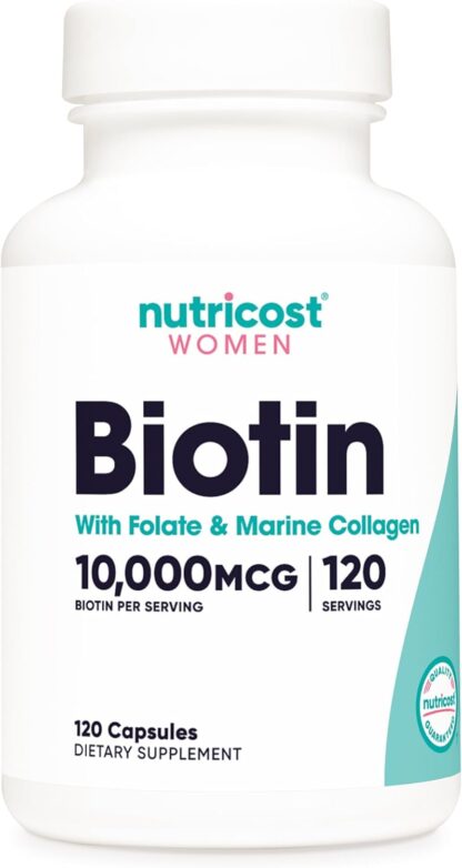 Nutricost Biotin for women Capsules 10000MCG 120 Count 120 Ser