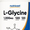 Nutricost L-Glycine Capsules 1000MG 120 Count 120 Ser