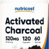Nutricost Activated Charcoal Capsules 520 MG 120 Count 60 Ser